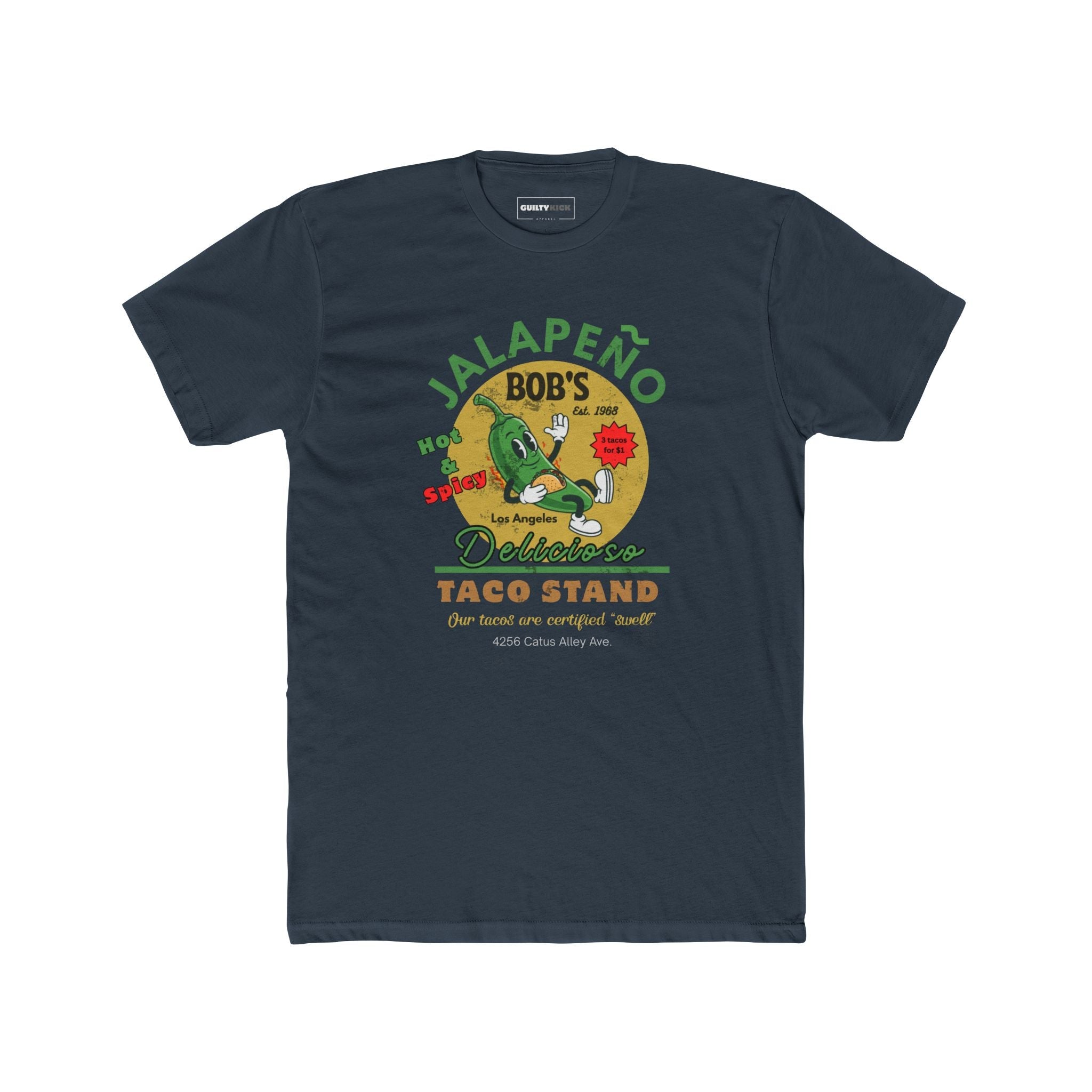 Vintage Jalapeno Bob's Taco Stand Unisex Cotton Crew Tee - Guilty Kick Apparel