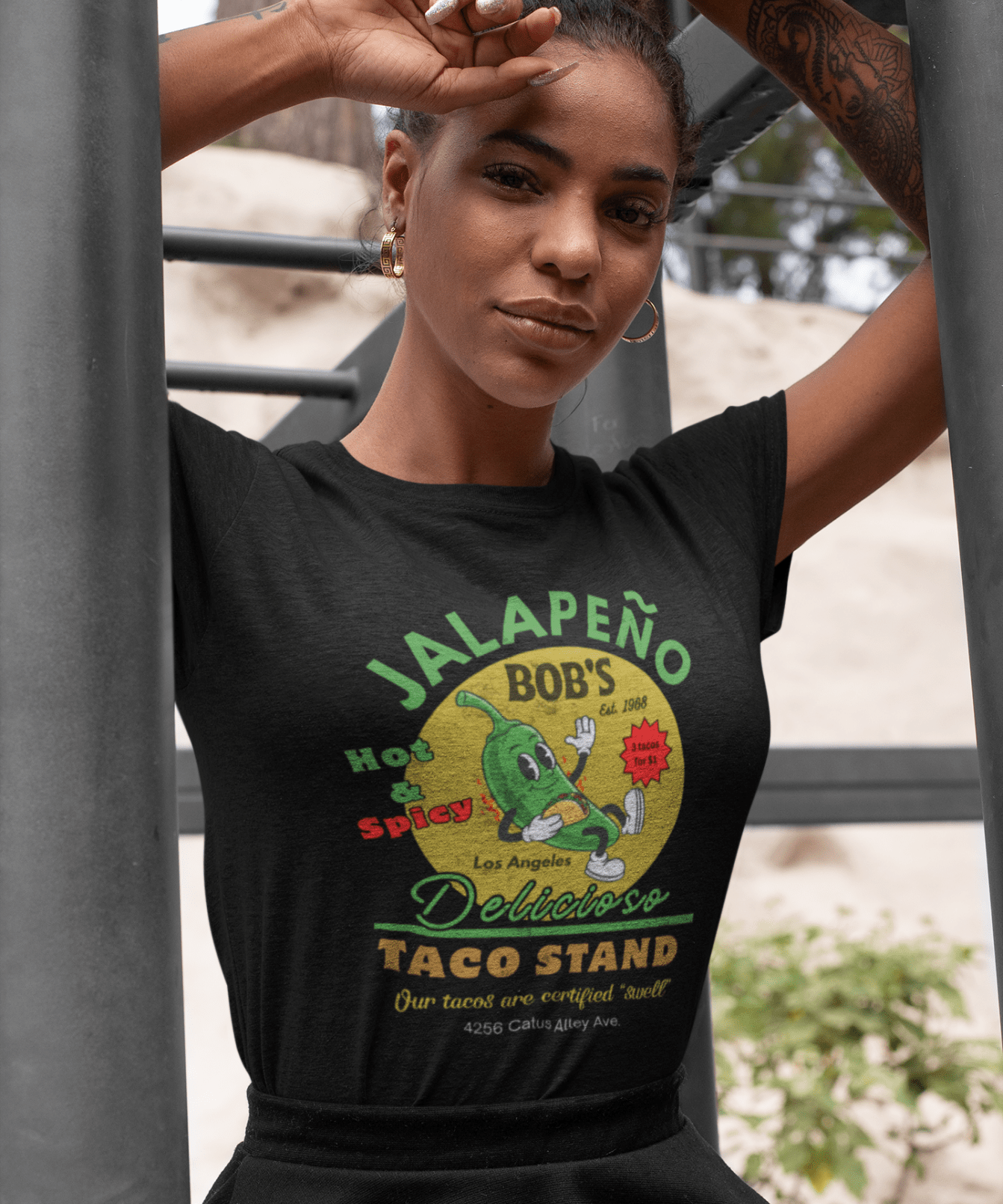 Vintage Jalapeno Bob's Taco Stand Unisex Cotton Crew Tee - Guilty Kick Apparel