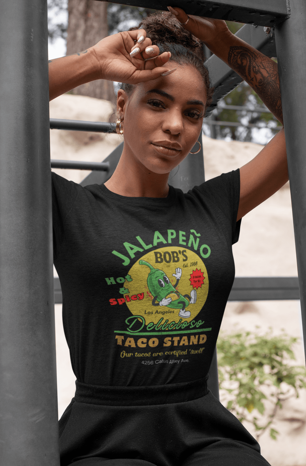 Vintage Jalapeno Bob's Taco Stand Unisex Cotton Crew Tee - Guilty Kick Apparel