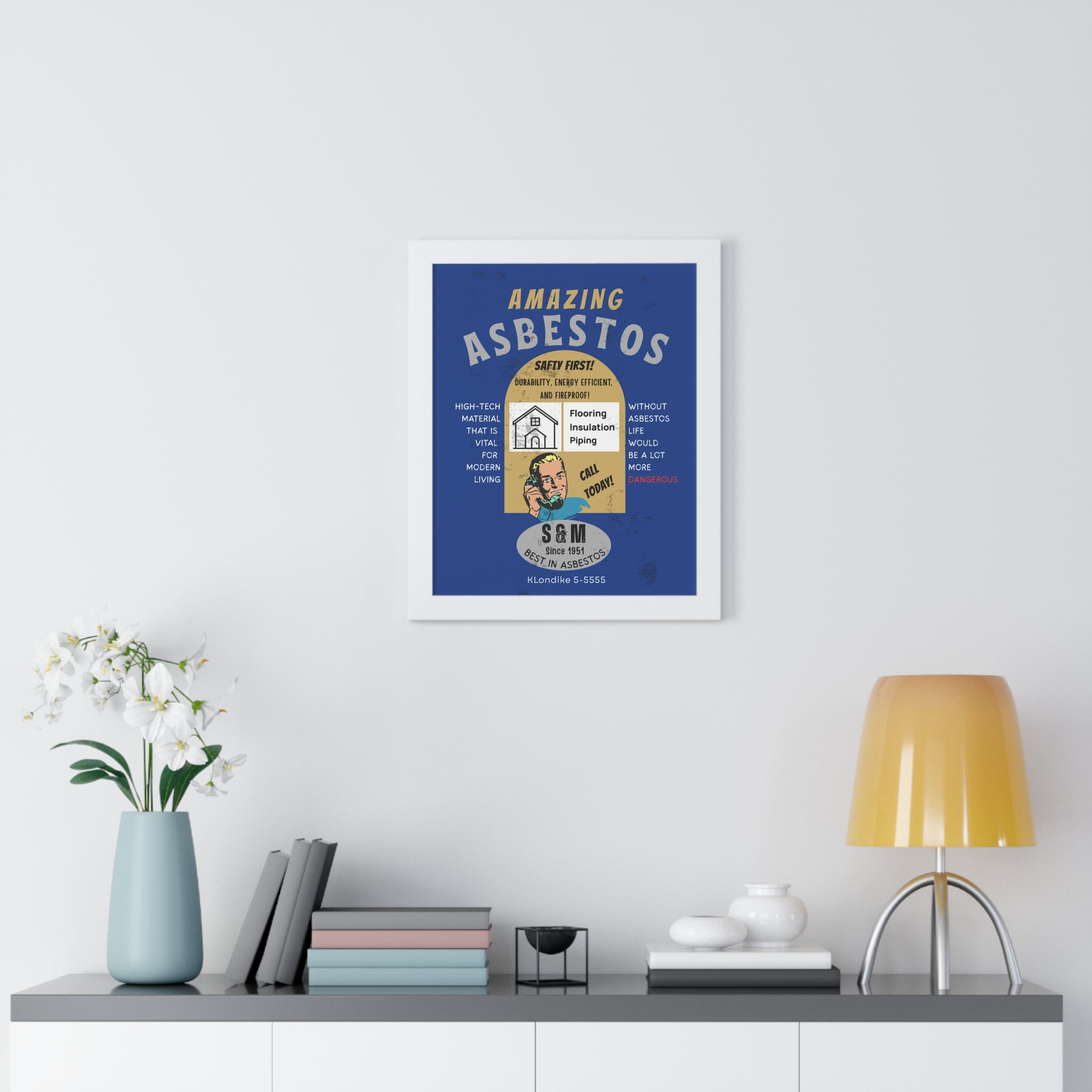 Vintage Parody Asbestos Ad Framed Poster Wall Art - Guilty Kick Apparel