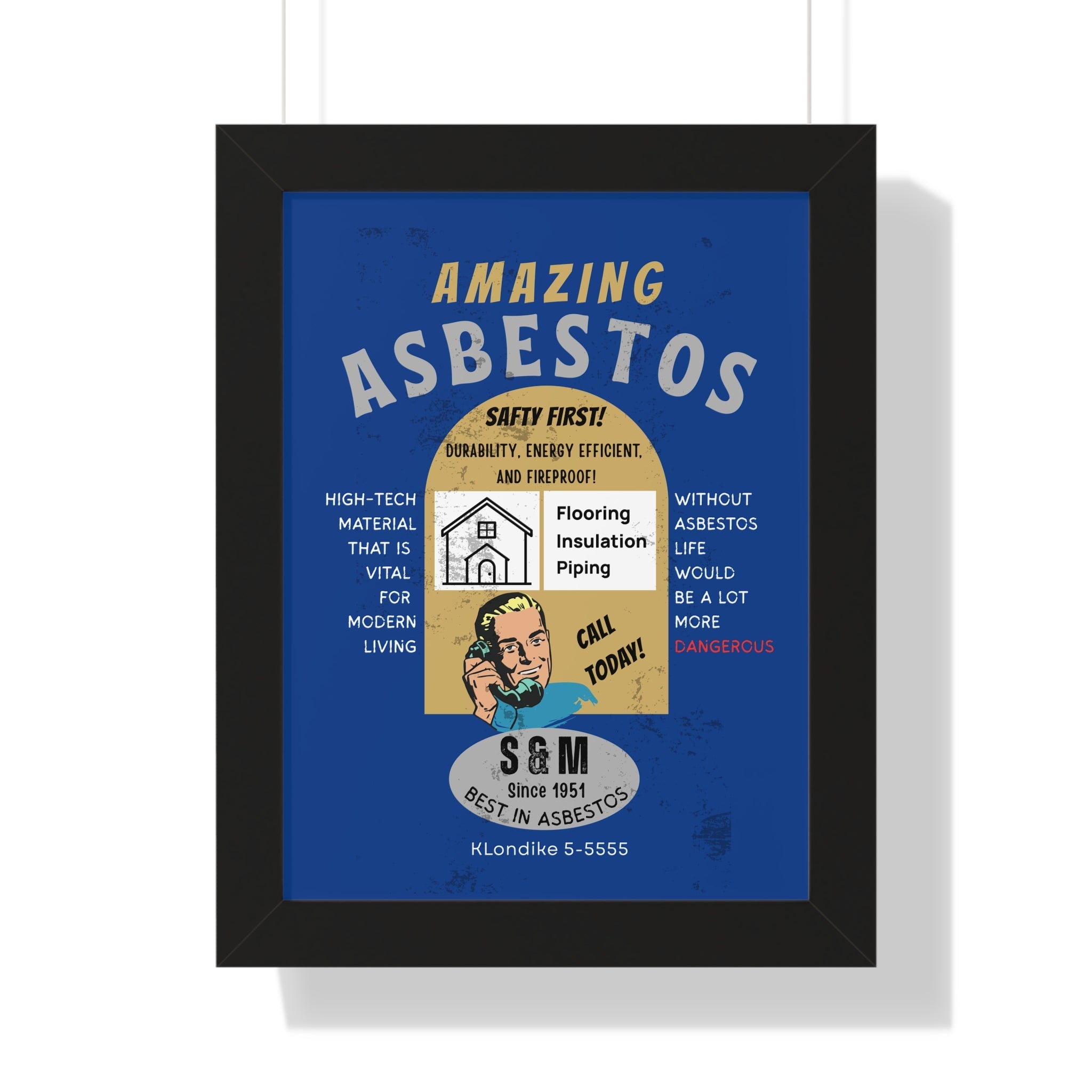 Vintage Parody Asbestos Ad Framed Poster Wall Art - Guilty Kick Apparel