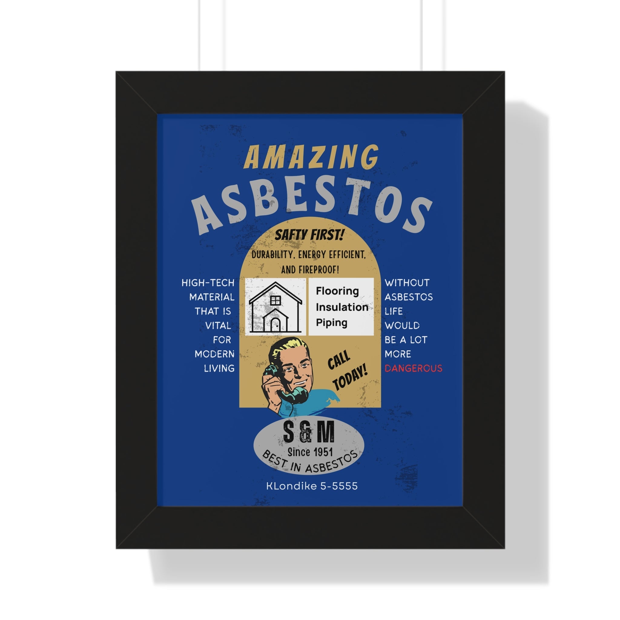 Vintage Parody Asbestos Ad Framed Poster Wall Art - Guilty Kick Apparel