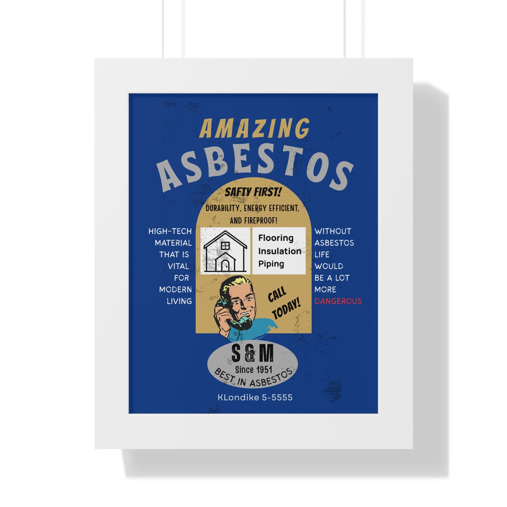 Vintage Parody Asbestos Ad Framed Poster Wall Art - Guilty Kick Apparel