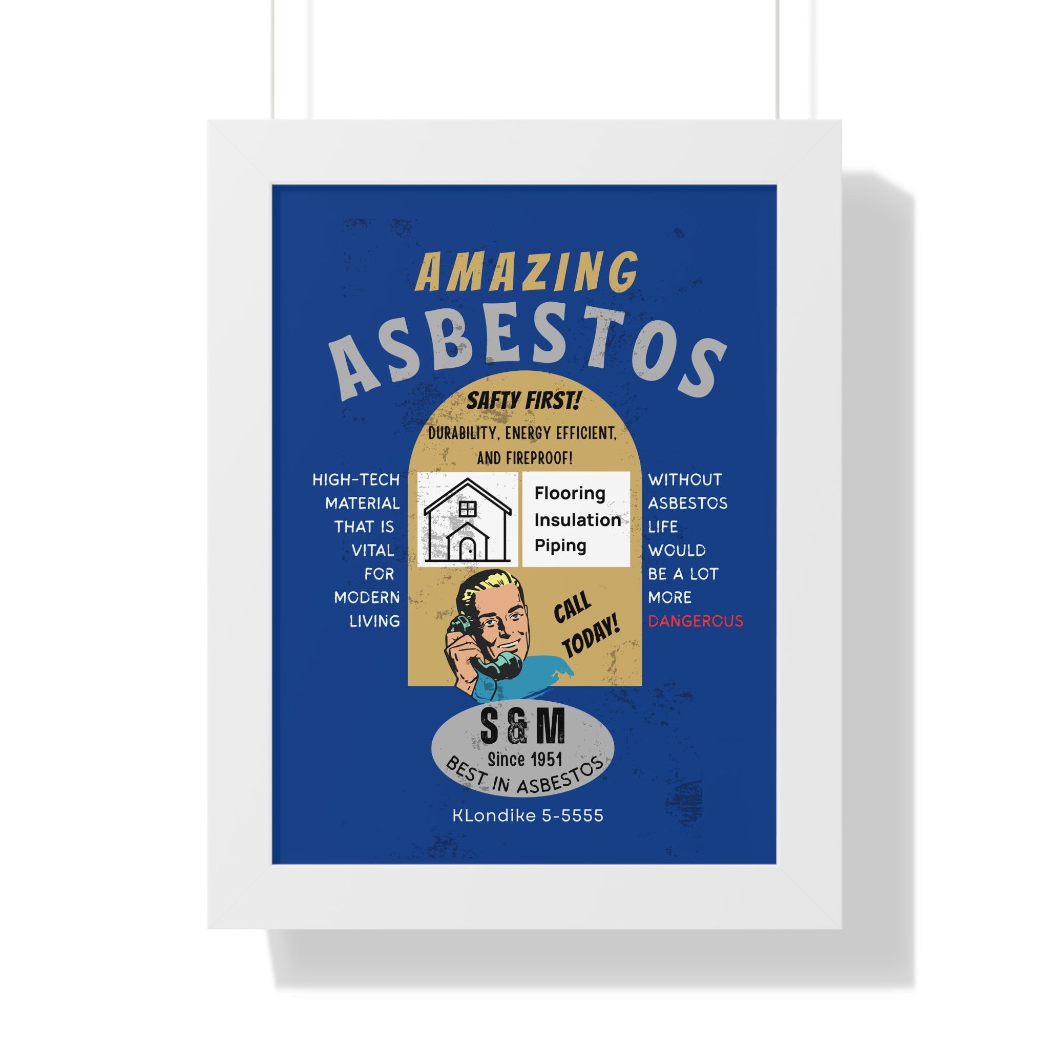 Vintage Parody Asbestos Ad Framed Poster Wall Art - Guilty Kick Apparel