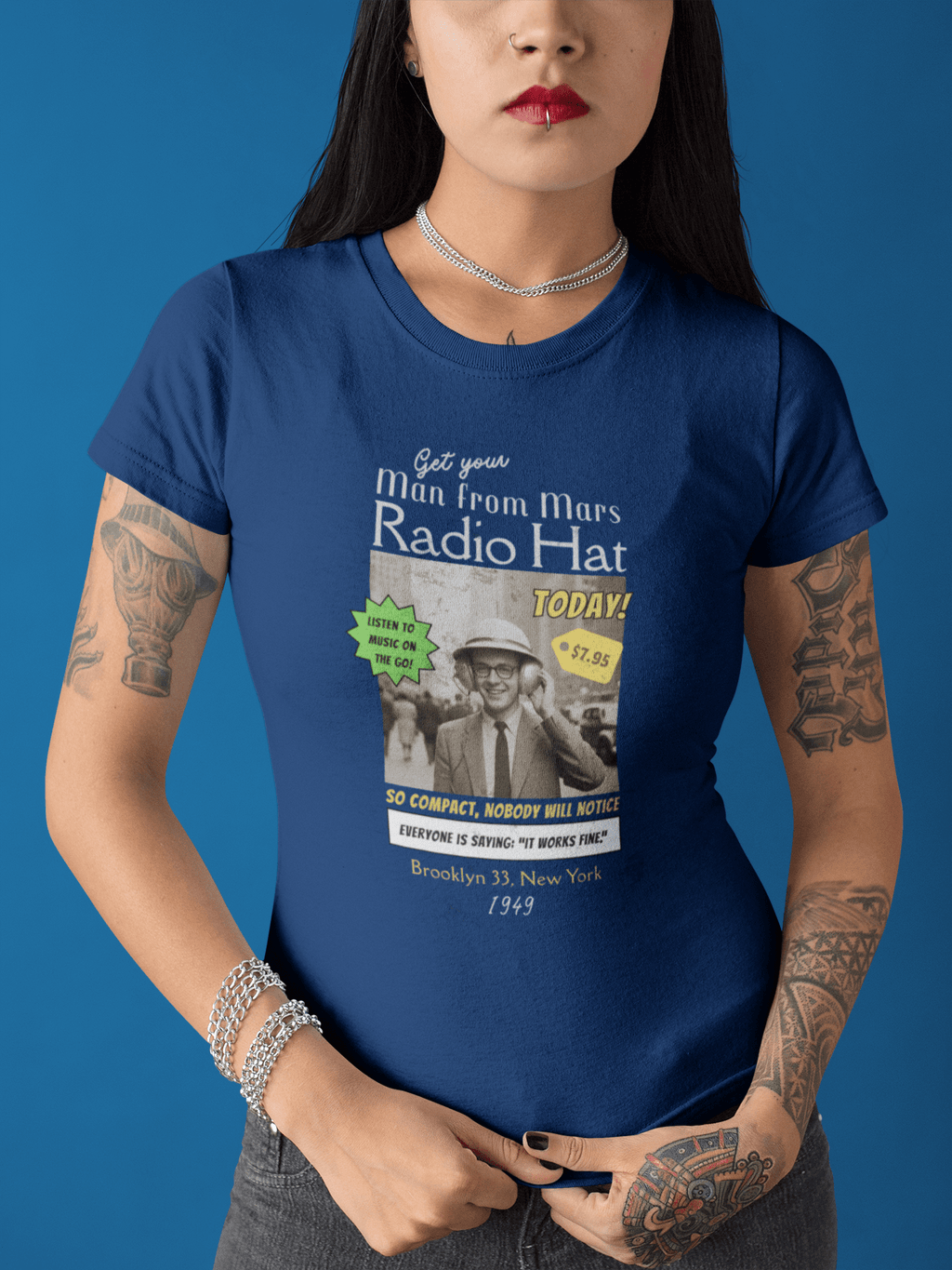 Vintage Radio Hat Man Graphic Tee, 1949 iPod Parody Shirt - Guilty Kick Apparel