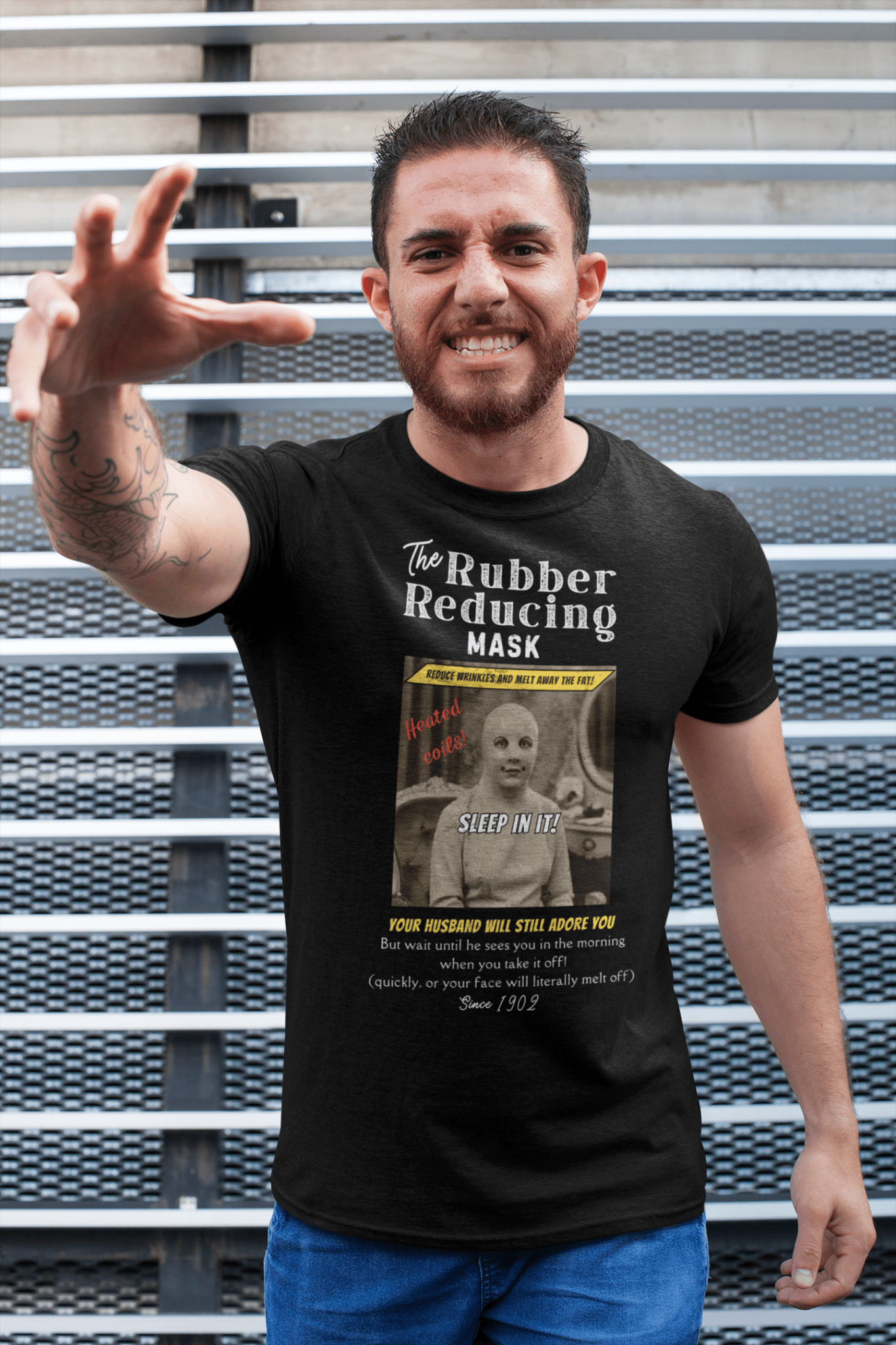 Vintage Woman in 1902 Mask Retro Graphic Tee, Hannibal Lector Parody Shirt - Guilty Kick Apparel