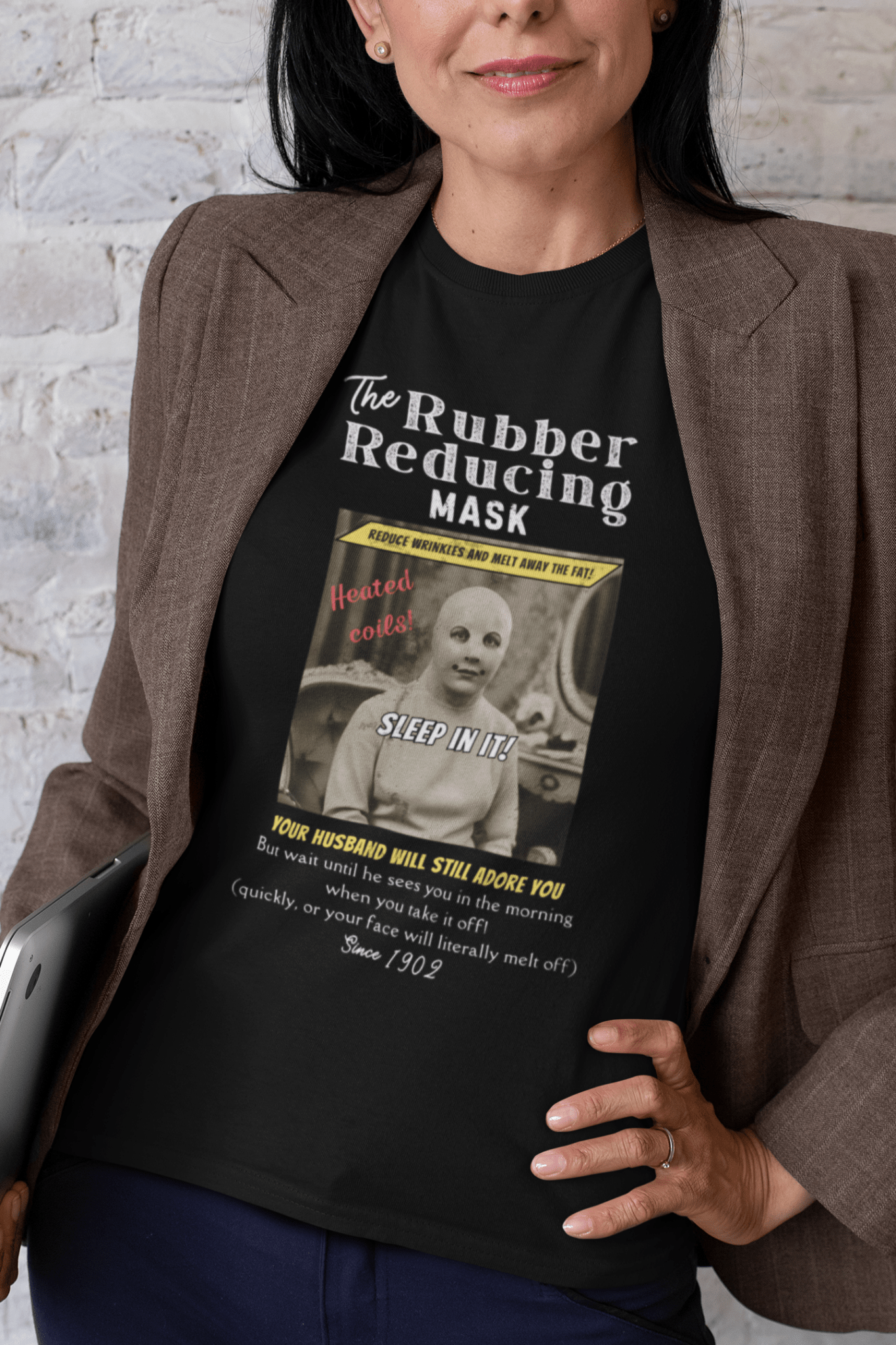 Vintage Woman in 1902 Mask Retro Graphic Tee, Hannibal Lector Parody Shirt - Guilty Kick Apparel