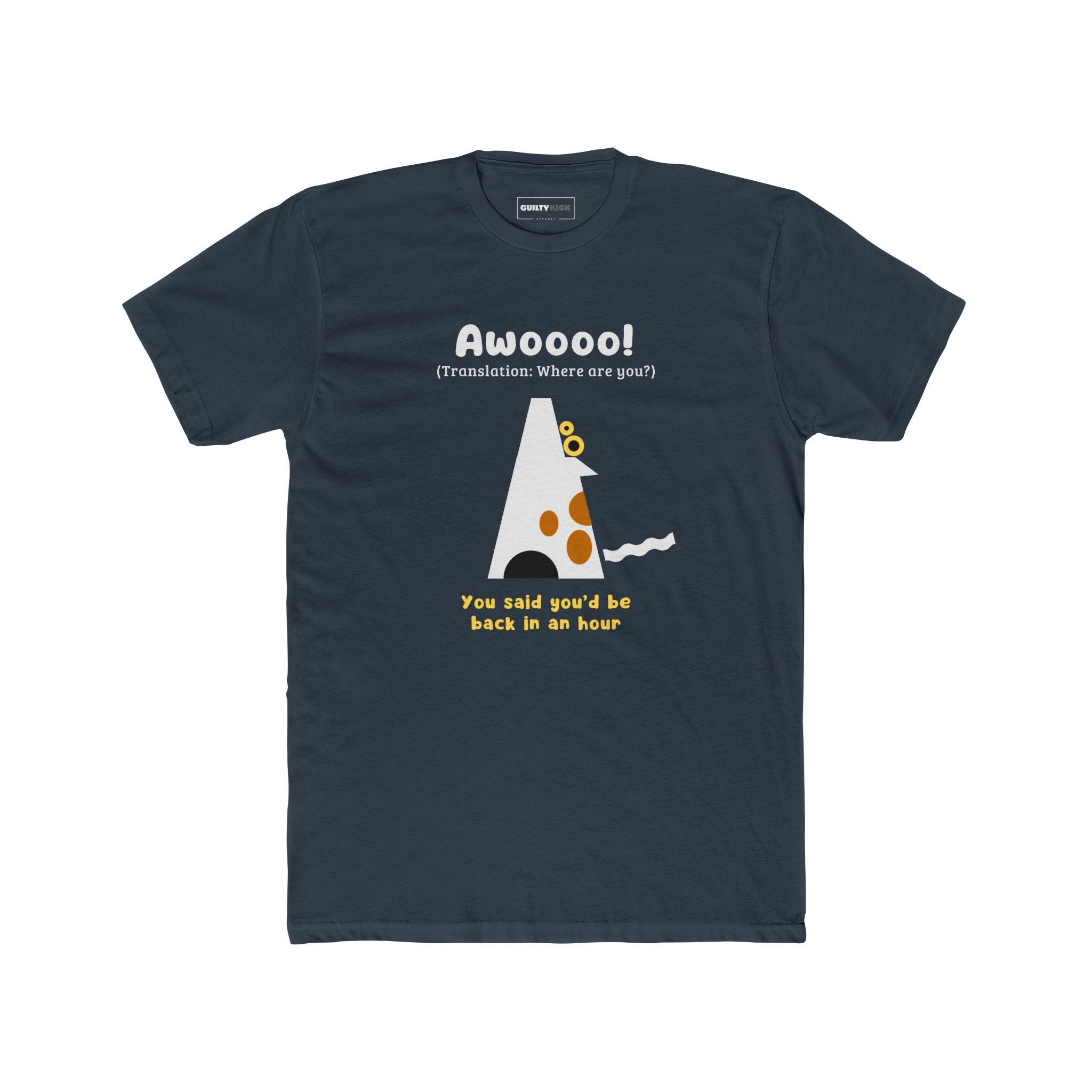 Where Are You? Howling Dog Minimalist Tee Separation Anxiety Satire Graphic Shirt - Guilty Kick Apparel