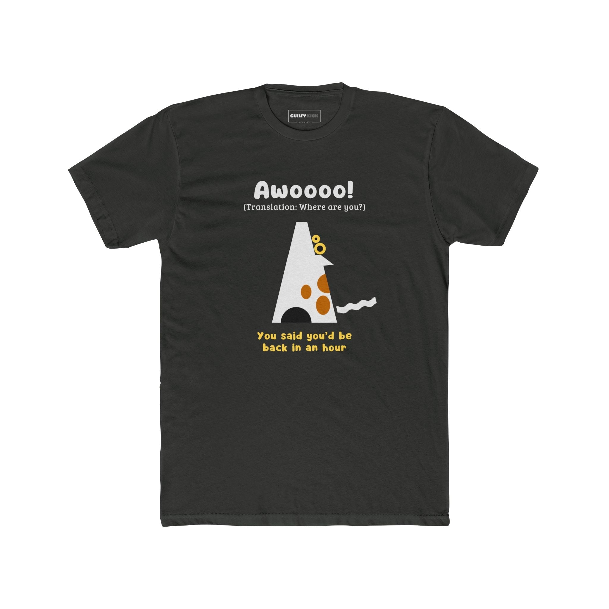 Where Are You? Howling Dog Minimalist Tee Separation Anxiety Satire Graphic Shirt - Guilty Kick Apparel