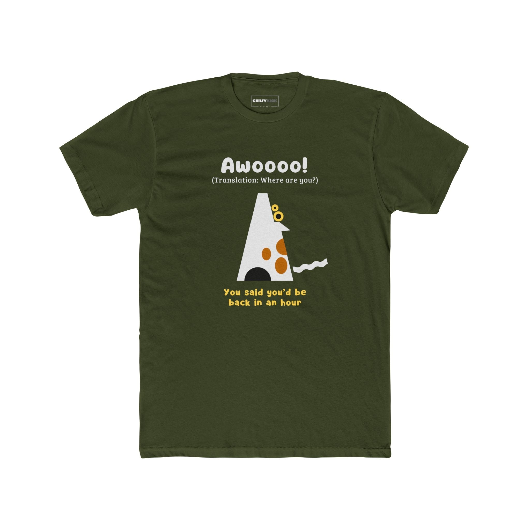 Where Are You? Howling Dog Minimalist Tee Separation Anxiety Satire Graphic Shirt - Guilty Kick Apparel