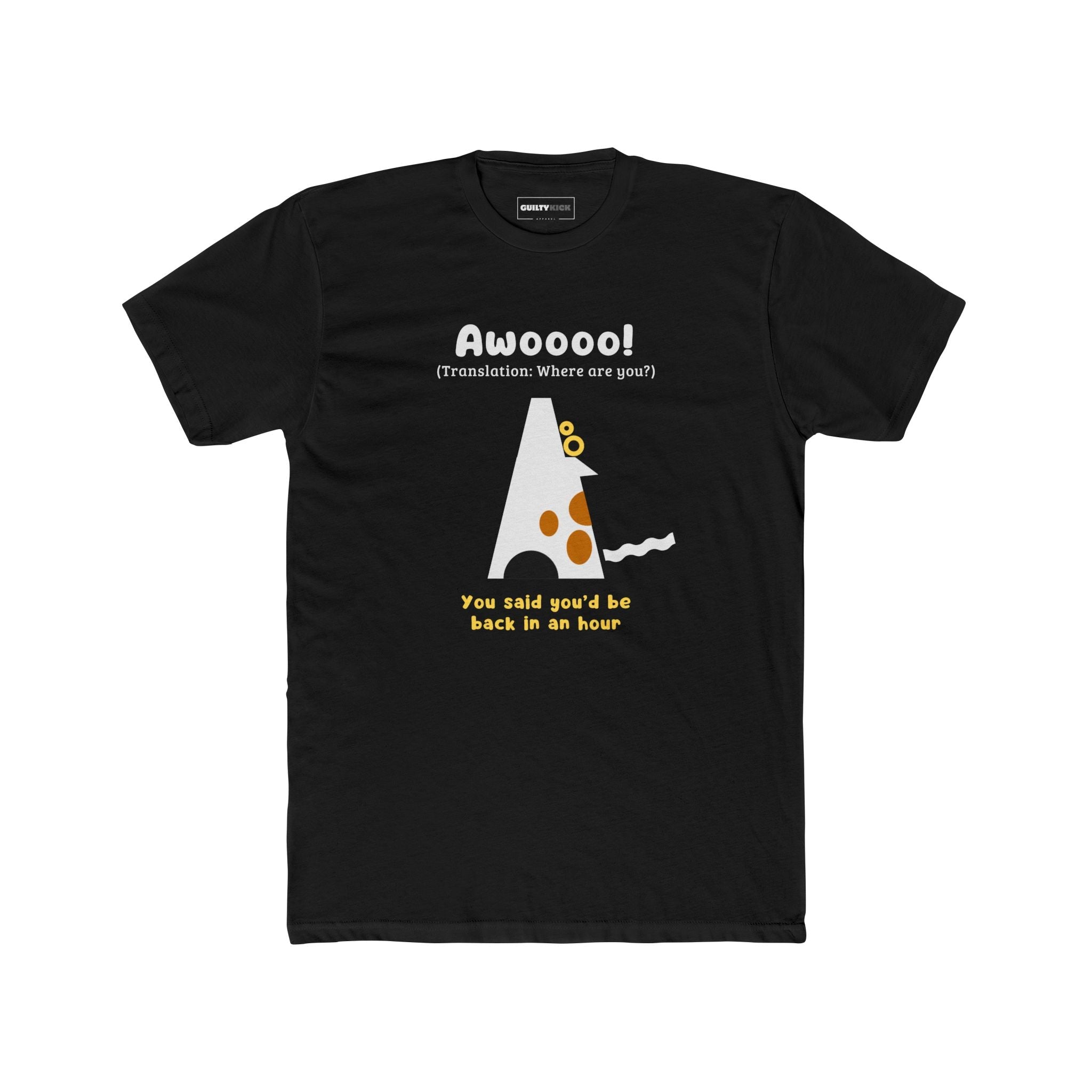 Where Are You? Howling Dog Minimalist Tee Separation Anxiety Satire Graphic Shirt - Guilty Kick Apparel