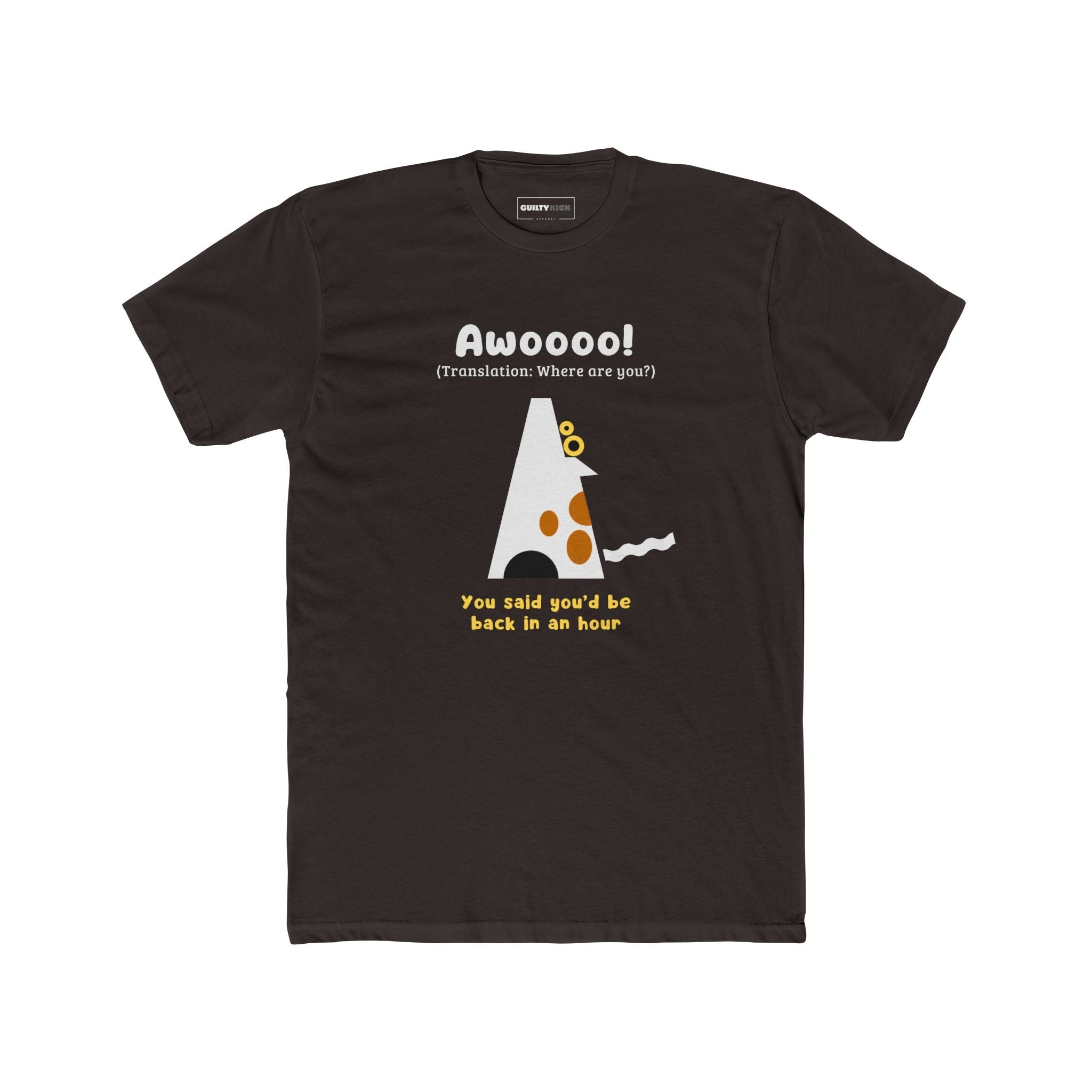 Where Are You? Howling Dog Minimalist Tee Separation Anxiety Satire Graphic Shirt - Guilty Kick Apparel