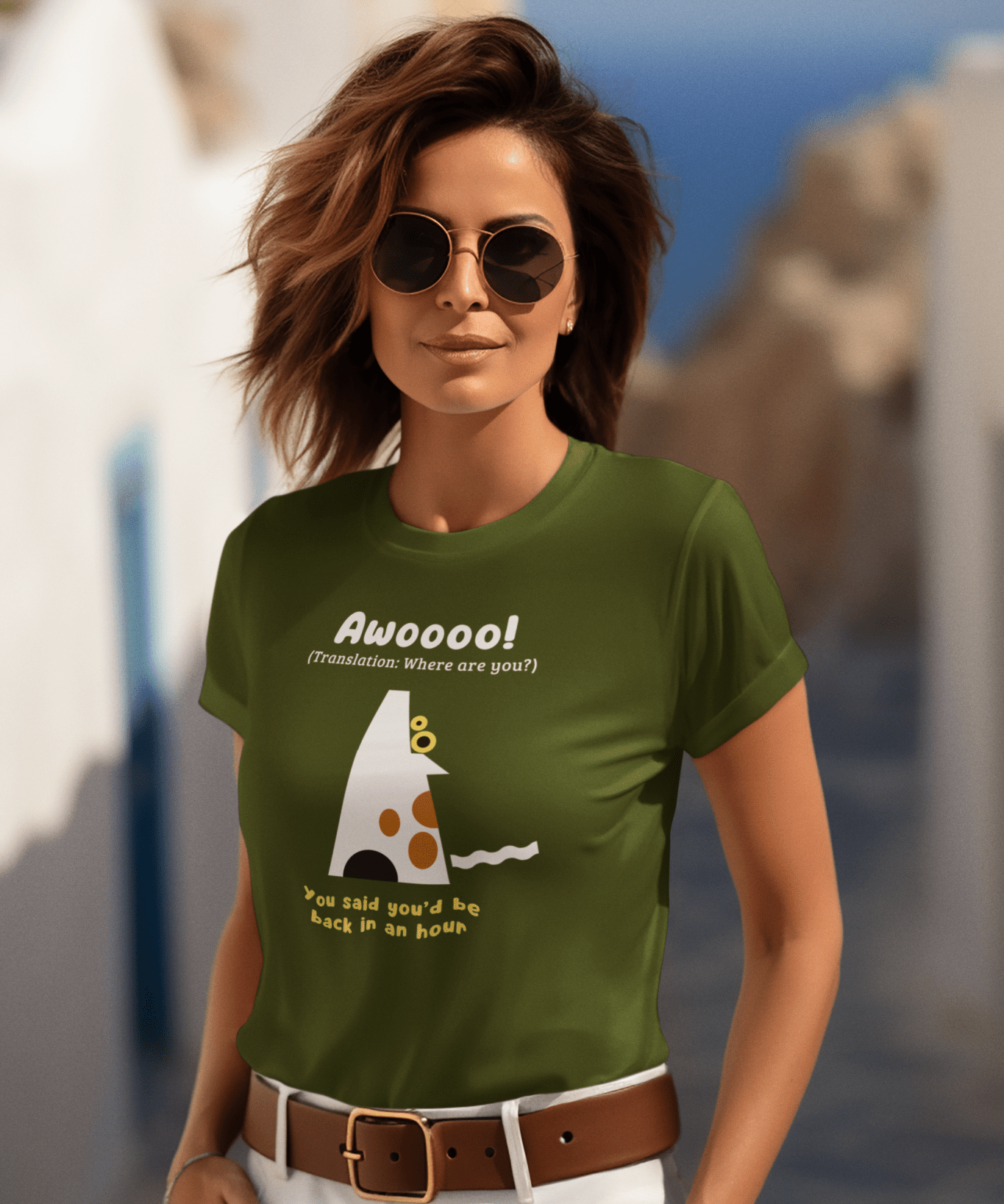 Where Are You? Howling Dog Minimalist Tee Separation Anxiety Satire Graphic Shirt - Guilty Kick Apparel