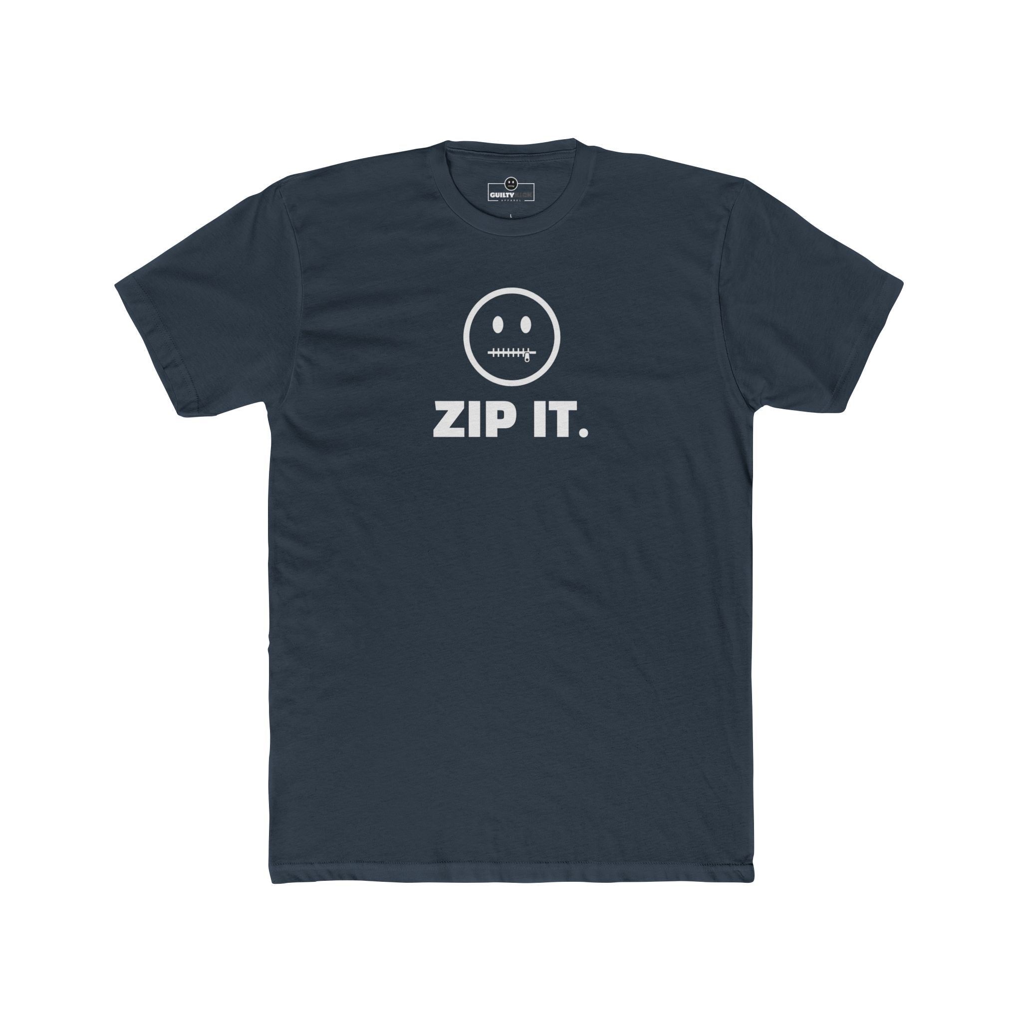 ZIP IT. Zipper Mouth Smiley Face T-Shirt Funny Sarcastic Graphic Tee | Guilty Kick Branded - Guilty Kick Apparel