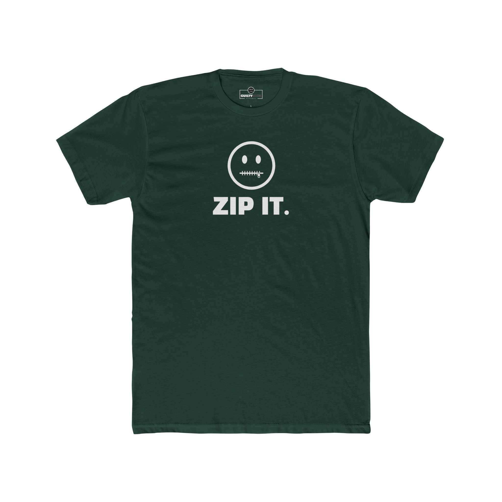 ZIP IT. Zipper Mouth Smiley Face T-Shirt Funny Sarcastic Graphic Tee | Guilty Kick Branded - Guilty Kick Apparel