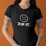 ZIP IT. Zipper Mouth Smiley Face T-Shirt Funny Sarcastic Graphic Tee | Guilty Kick Branded - Guilty Kick Apparel