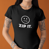 ZIP IT. Zipper Mouth Smiley Face T-Shirt Funny Sarcastic Graphic Tee | Guilty Kick Branded - Guilty Kick Apparel