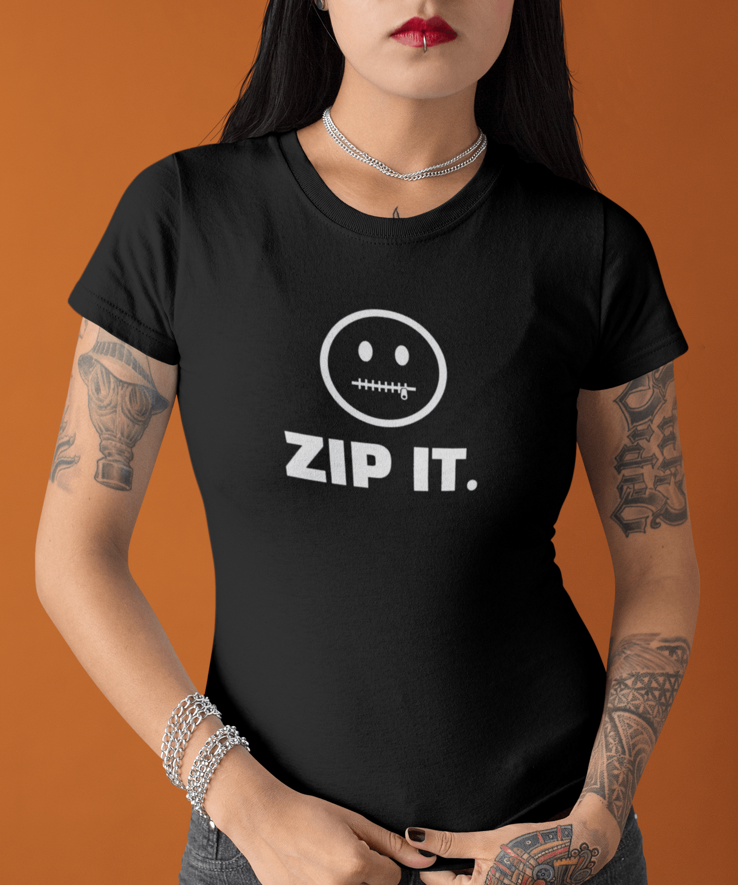 ZIP IT. Zipper Mouth Smiley Face T-Shirt Funny Sarcastic Graphic Tee | Guilty Kick Branded - Guilty Kick Apparel
