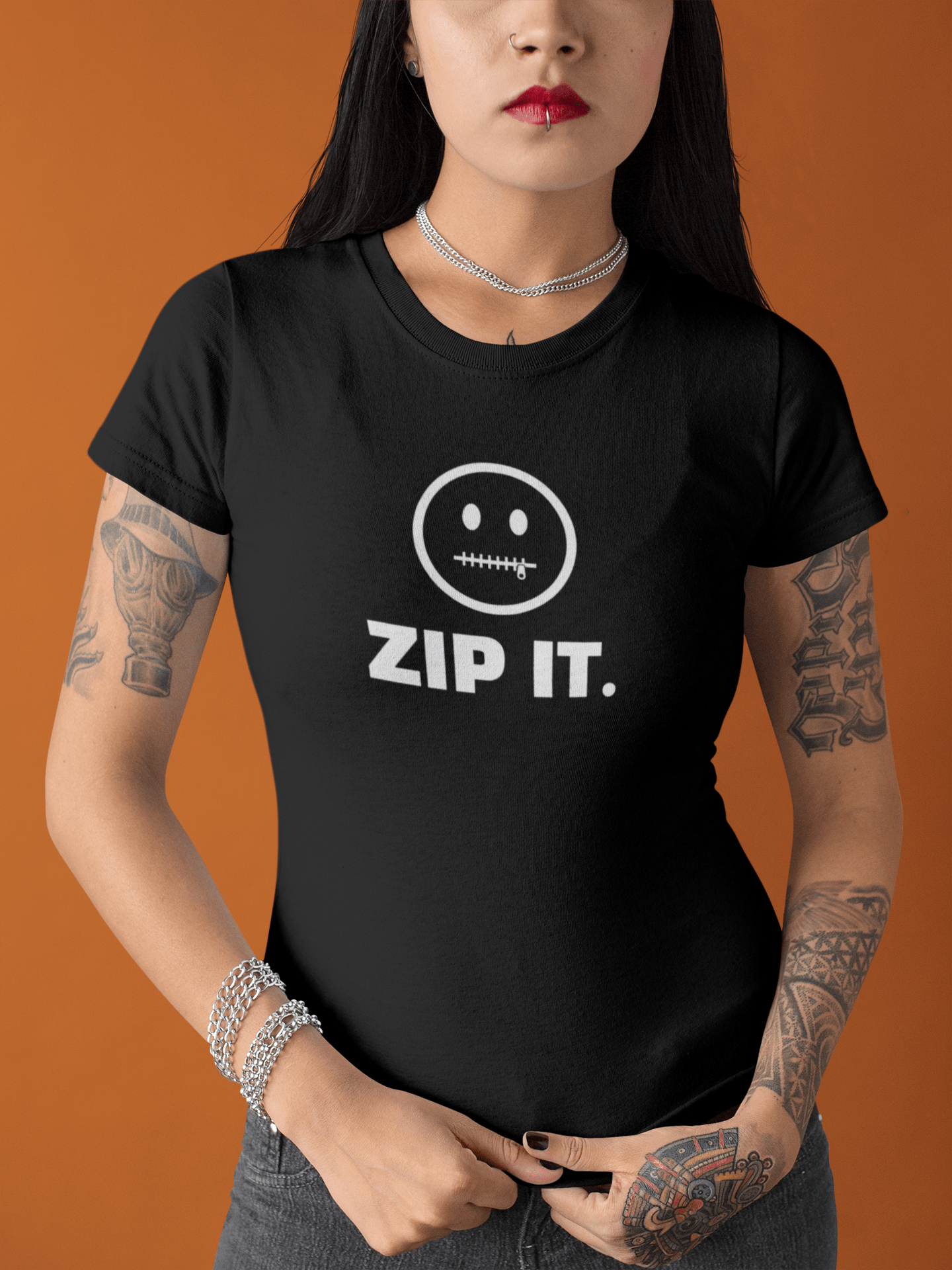 ZIP IT. Zipper Mouth Smiley Face T-Shirt Funny Sarcastic Graphic Tee | Guilty Kick Branded - Guilty Kick Apparel