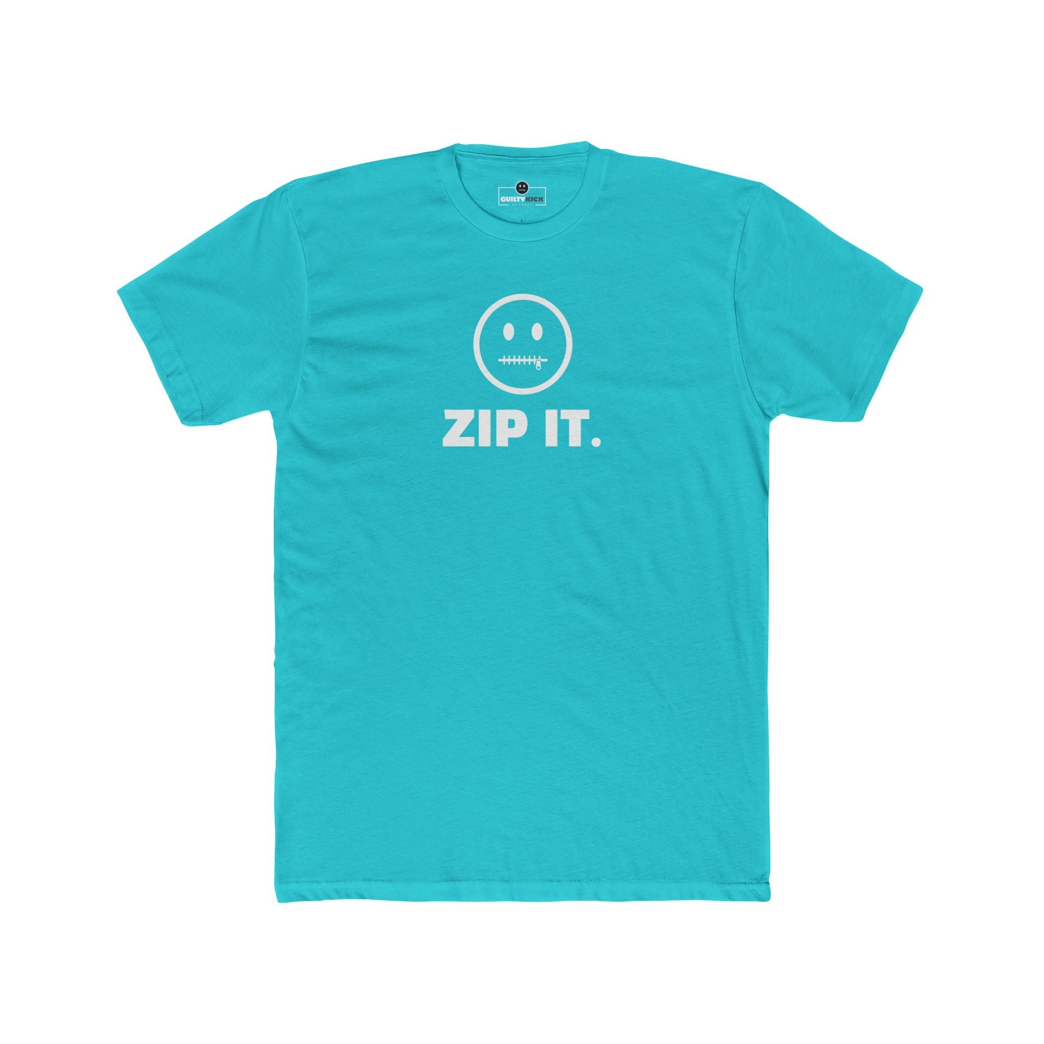 ZIP IT. Zipper Mouth Smiley Face T-Shirt Funny Sarcastic Graphic Tee | Guilty Kick Branded - Guilty Kick Apparel