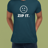 ZIP IT. Zipper Mouth Smiley Face T-Shirt Funny Sarcastic Graphic Tee | Guilty Kick Branded - Guilty Kick Apparel