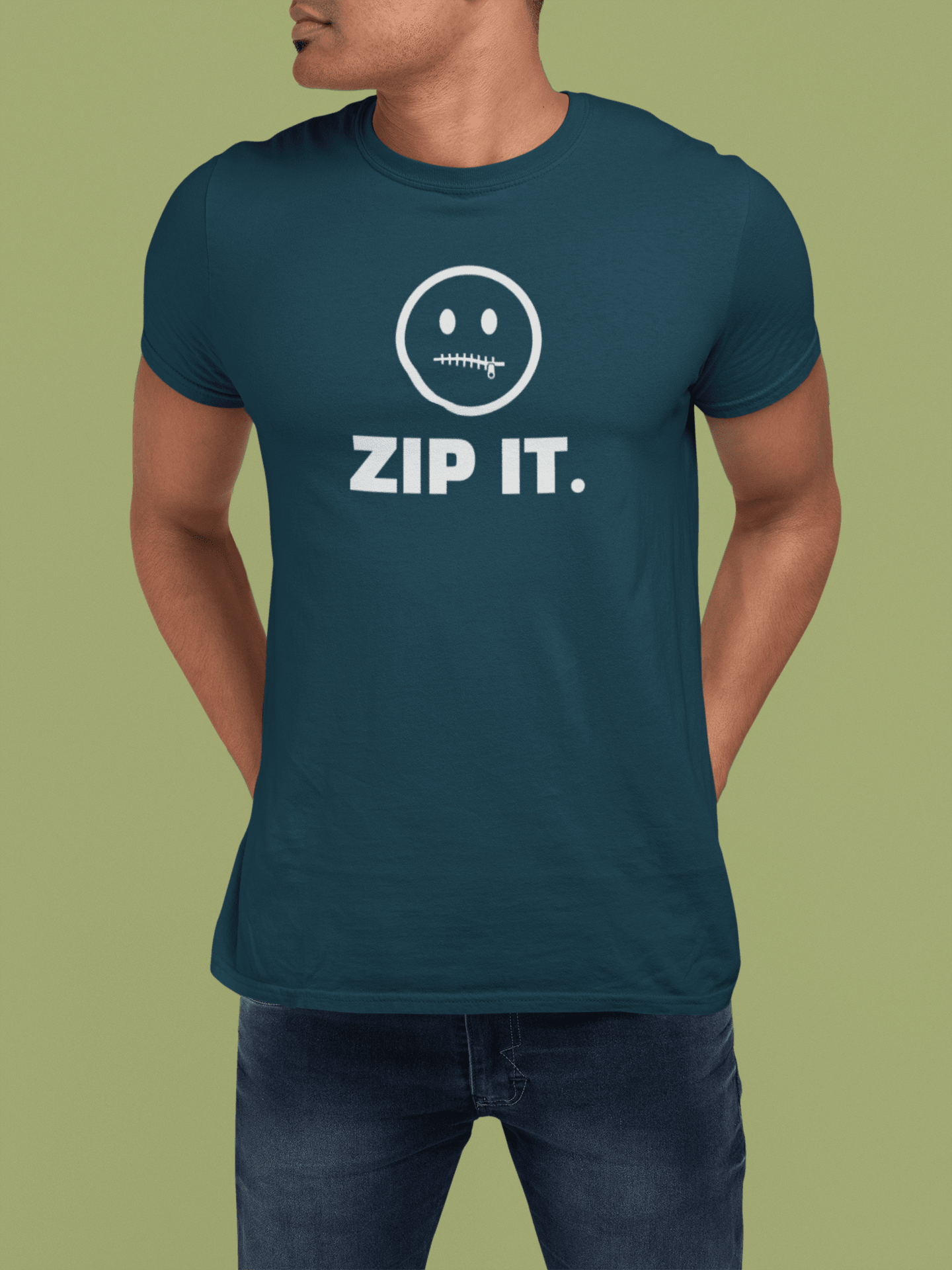 ZIP IT. Zipper Mouth Smiley Face T-Shirt Funny Sarcastic Graphic Tee | Guilty Kick Branded - Guilty Kick Apparel