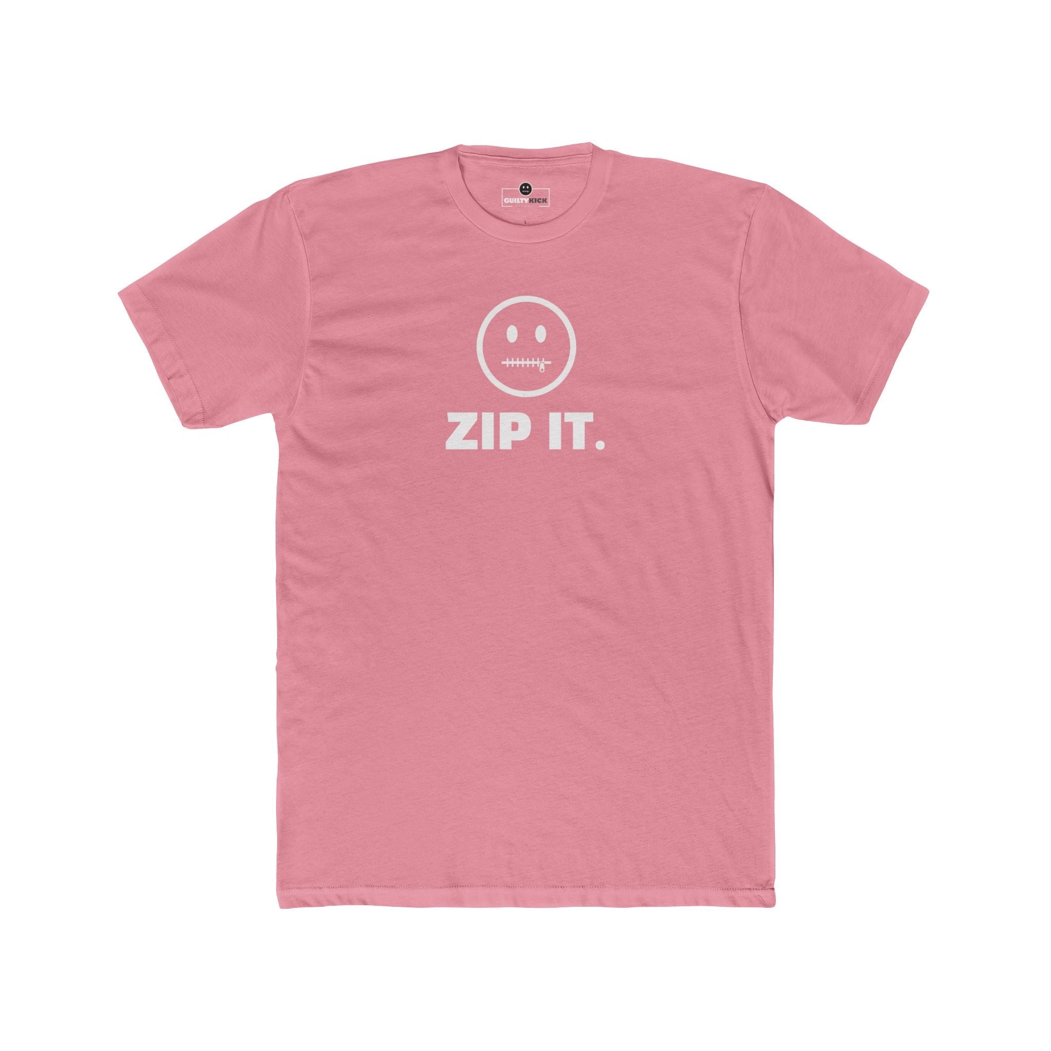 ZIP IT. Zipper Mouth Smiley Face T-Shirt Funny Sarcastic Graphic Tee | Guilty Kick Branded - Guilty Kick Apparel