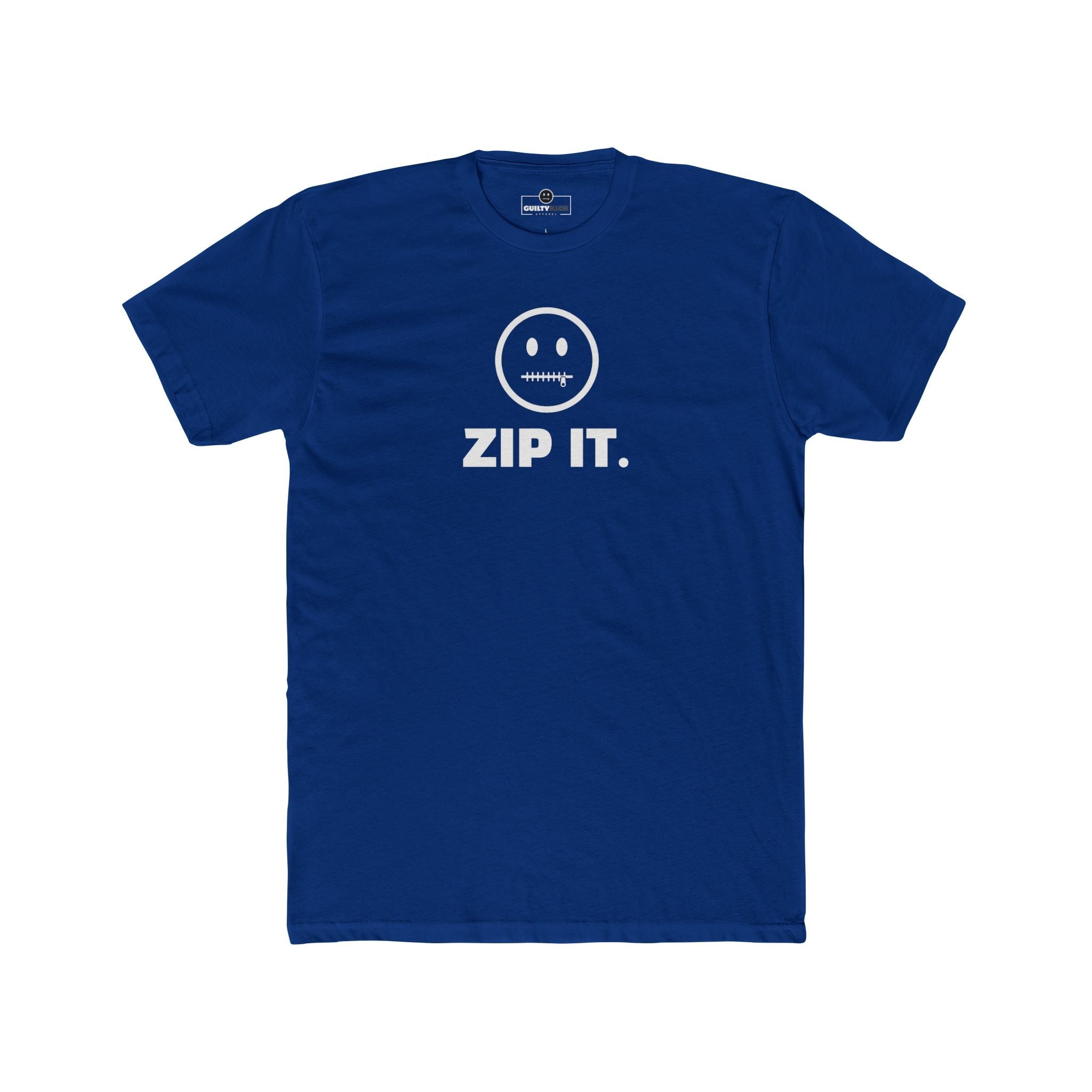 ZIP IT. Zipper Mouth Smiley Face T-Shirt Funny Sarcastic Graphic Tee | Guilty Kick Branded - Guilty Kick Apparel