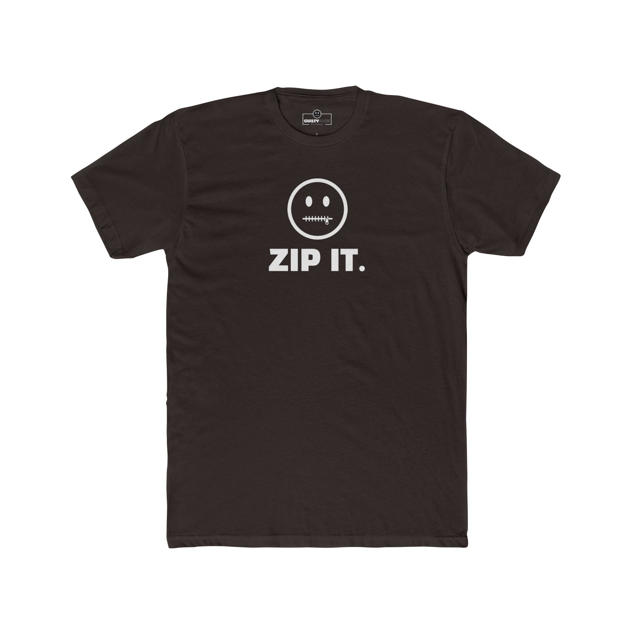 ZIP IT. Zipper Mouth Smiley Face T-Shirt Funny Sarcastic Graphic Tee | Guilty Kick Branded - Guilty Kick Apparel