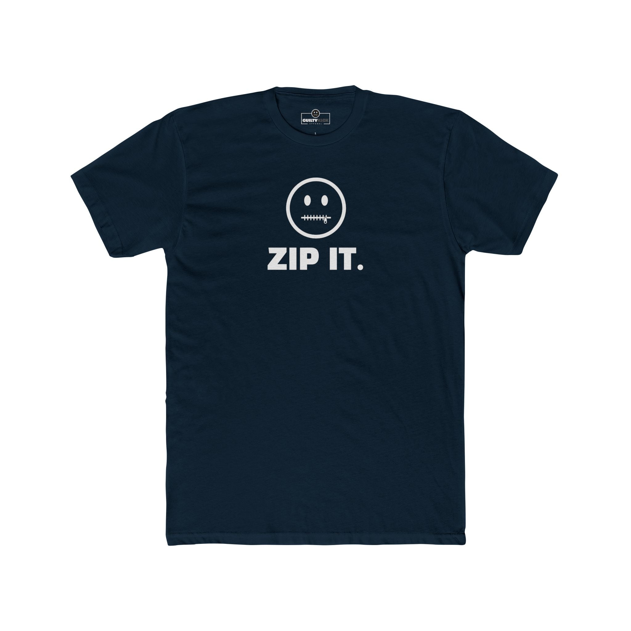 ZIP IT. Zipper Mouth Smiley Face T-Shirt Funny Sarcastic Graphic Tee | Guilty Kick Branded - Guilty Kick Apparel